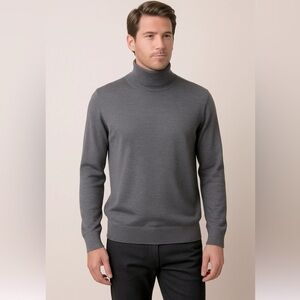 1886- JoS. A. Bank Traveler Charcoal Gray Merino Wool Turtleneck Sweater L NWT